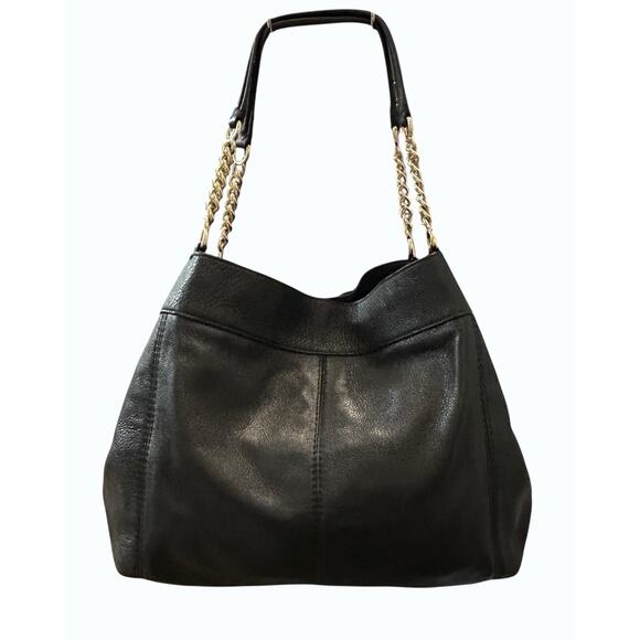 Coach Lexy Lexi Bag Purse F22210 Black Pebbled Leather Gold Tone Chain Handles - Picture 2 of 16